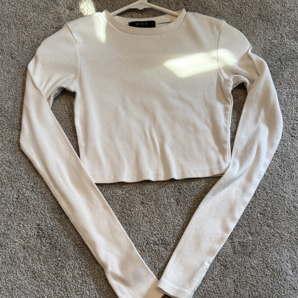 DNA Couture White Long Sleeve Crop Top